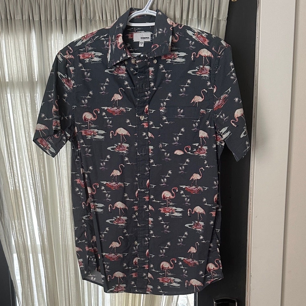 Sonoma Charcoal Flamingo Pattern Men's Shirt